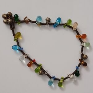Vtg Art Glass Anklet Colorful Summer Rainbow Estate Jewelry